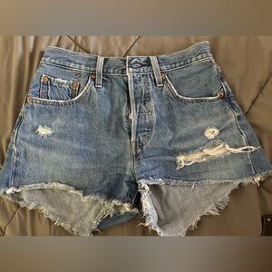 Levi's Classic Blue Ripped Jean Shorts